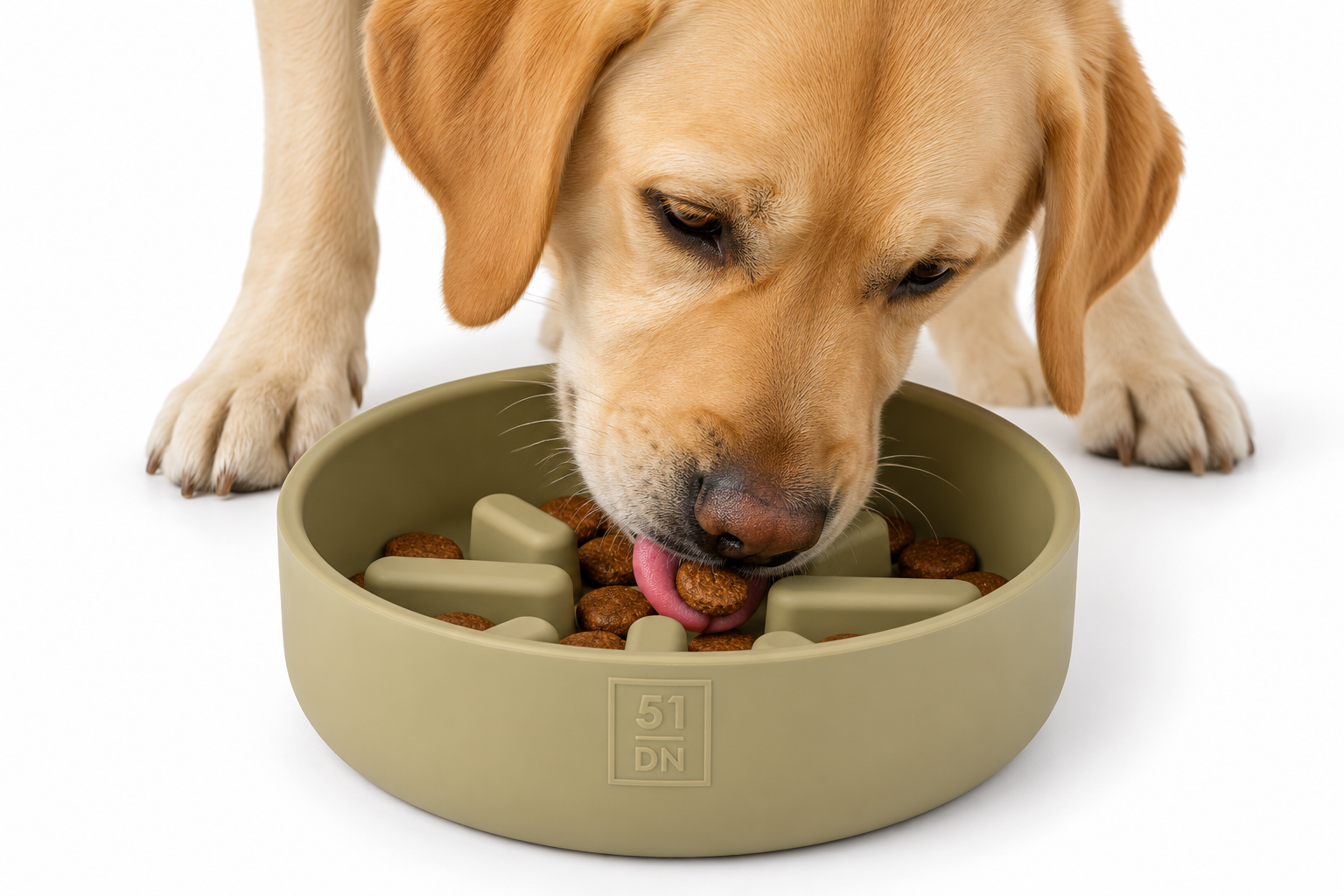Slow Feeder Bowl 700 ml für Schnellfresser - Farbe: Khaki